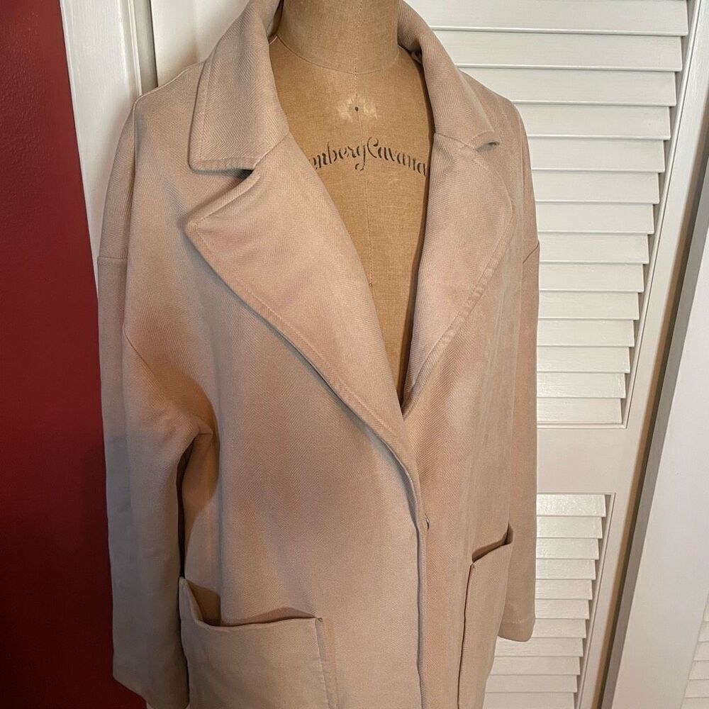 ZARA | tan/cream long coat M - Picture 2 of 11